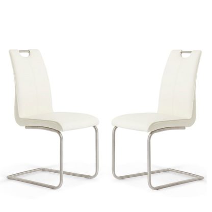 An Image of Harley Dining Chair In White Faux Leather In A Pair