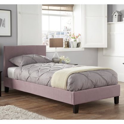 An Image of Evelyn Latte Fabric Upholstered Single Bed