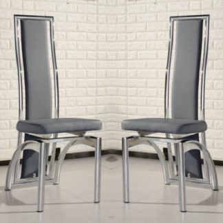 An Image of Chicago Dining Chairs In Grey Faux Leather In A Pair
