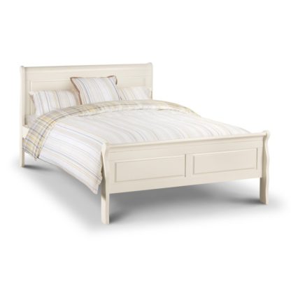 An Image of Lovette Wooden Double Size Bed In Stone White Lacquer