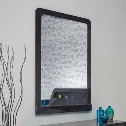 52eaad3de21f752329143a77755d008c3d8452702923290c81831194d0ca52ba.jpg An Image of Devito Wooden Dressing Mirror In Grey Gloss Grain Effect Frame