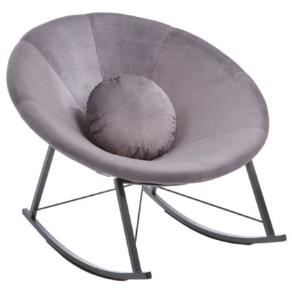 An Image of Artos Velvet Rocking Chair In Grey With Chrome Legs