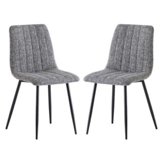 An Image of Virgo Grey Fabric Dining Chairs In Pair