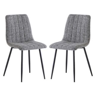 An Image of Virgo Grey Fabric Dining Chairs In Pair