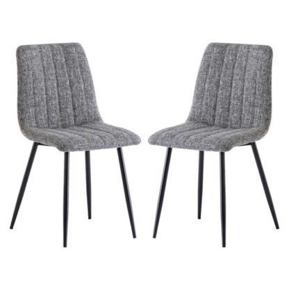 An Image of Virgo Grey Fabric Dining Chairs In Pair