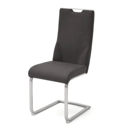 An Image of Jiulia Leather Cantilever Dining Chair In Anthracite