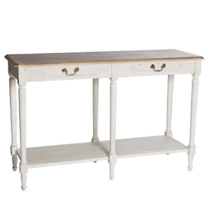 An Image of Spencer Wooden Console Table Large In White With 2 Drawers