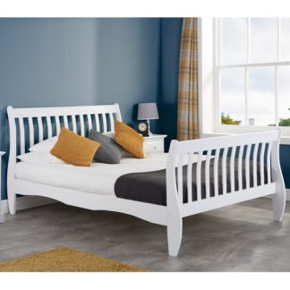 An Image of Emberly Wooden Double Bed In White