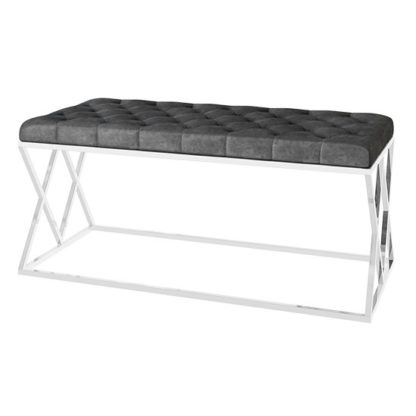 537f136a4c1a7d3c762fdf2af27facab3ad40434476d16b080095153a9306795.jpg An Image of Adele Velvet Fabric Upholstered Dining Bench In Dark Grey