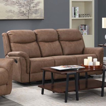 An Image of Proxima Fabric 3 Seater Sofa In Dark Taupe