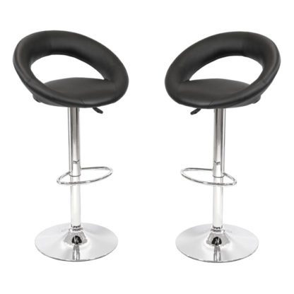 5394864ac116b762d6c14878b0e2f2b3d6e597957ec742ef3c5cb3d13dbde687.jpg An Image of New Moon Black Leather Bar Stool In Pair