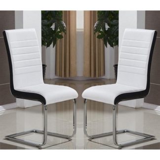 An Image of Symphony Dining Chair In White And Black PU In A Pair