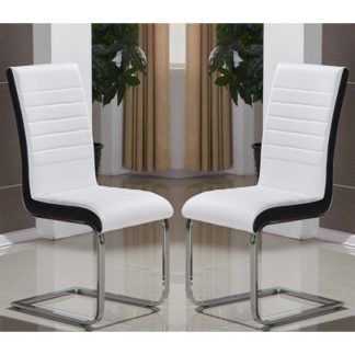 An Image of Symphony Dining Chair In White And Black PU In A Pair