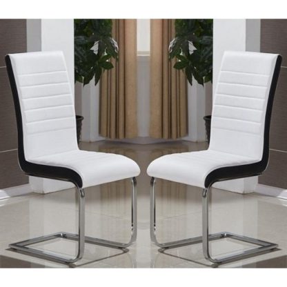 An Image of Symphony Dining Chair In White And Black PU In A Pair