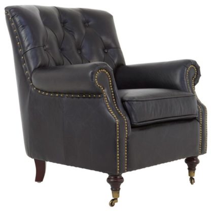 An Image of Sadalmelik Leather Armchair In Black