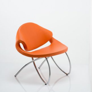 An Image of Garner Visitor Office Chair In Orange Bonded Leather