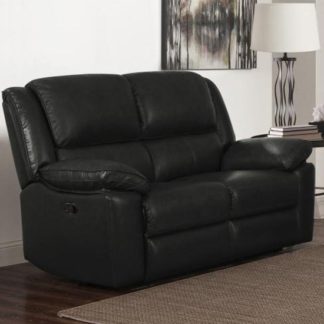 An Image of Toledo Leather And PVC Recliner 2 Seater Sofa In Black