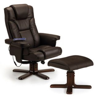 An Image of Malmo Faux Leather Massage Swivel And Recliner Chair In Brown