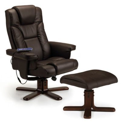 54af21da07a54c92a34aeeed38ab483a1efcd2bbd6385eade3f569031a4a7f2d.jpg An Image of Malmo Faux Leather Massage Swivel And Recliner Chair In Brown