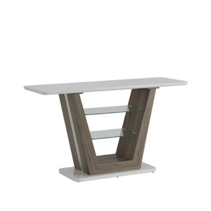 5503503c5606c75792254e0d98687546fd0180375b403aed1ba348c9e61f5058.jpg An Image of Cassie Console Table Rectangular In White High Gloss