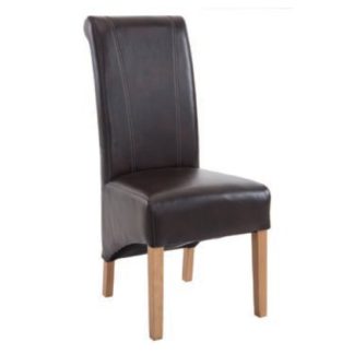An Image of Logan Leather Dining Chair In Two Tone Brown