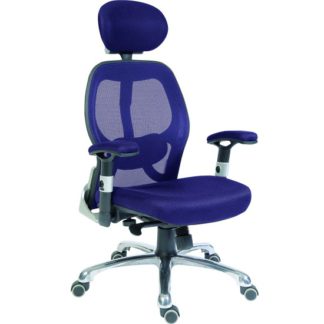 An Image of Hendon Home Office Chair In Blue Mesh With Castors