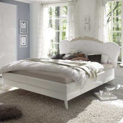 5568782681a7f504bff0b82bd8836f69212bd742cb9dd96c8b3fd0bdab4afe65.jpg An Image of Lagos Super King Bed In High Gloss White With PU Headboard