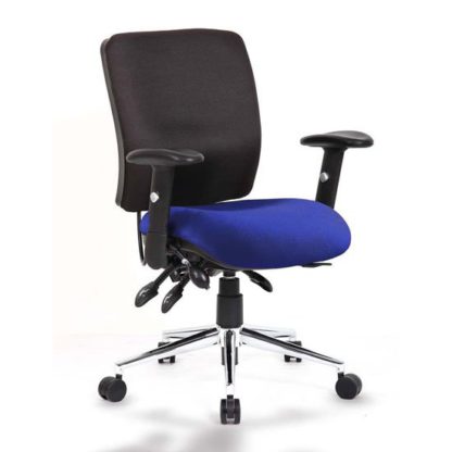 557d6f9c016da64d0014f1508d4dd260f9e85cbe8fd3371cedeab225368a9634.jpg An Image of Chiro Medium Back Office Chair With Stevia Blue Seat