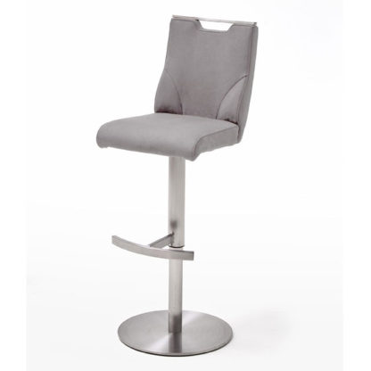 An Image of Jiulia Bar Stool In Ice Grey With Stainless Steel Base