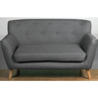 An Image of Lyrae Fabric 2 Seater Sofa In Dark Grey