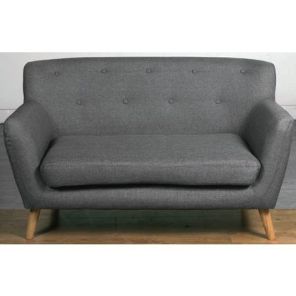 5629e5af2746be8db9928e502a32ab6896f43af392662812ea87b8f43368680e.jpg An Image of Lyrae Fabric 2 Seater Sofa In Dark Grey