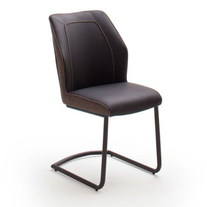 An Image of Aberdeen PU Leather Dining Chair In Brown