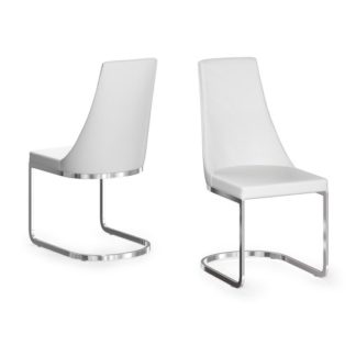 An Image of Ordonez Faux Leather Dining Chair In White In A Pair