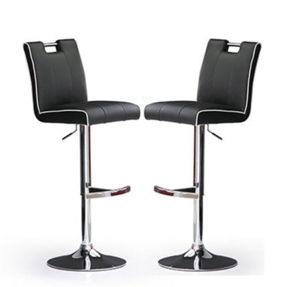 An Image of Casta Bar Stools In Black Faux Leather in A Pair