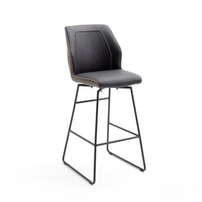 An Image of Aberdeen PU Leather Bar Stool In Brown