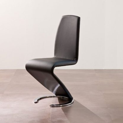 An Image of Swing II Metal Swinging Black Real Leather Dining Chair