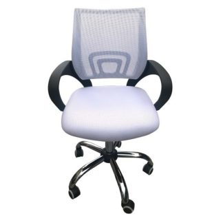An Image of Regan Home Office Chair In White With Mesh Back And Chrome Base
