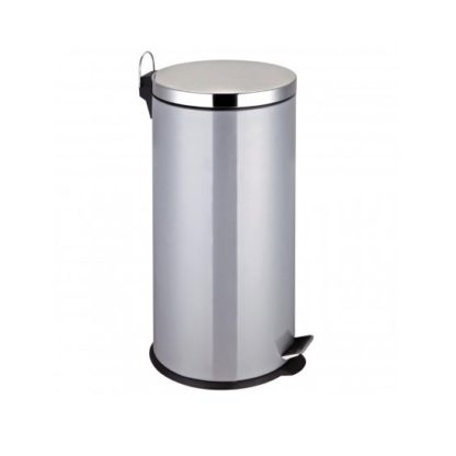 An Image of 30Ltr Pedal Stainless Steel Bin In Silver Finish