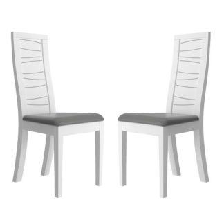 An Image of Zaire Dining Chair In White With Anthracite PU Seat In A Pair