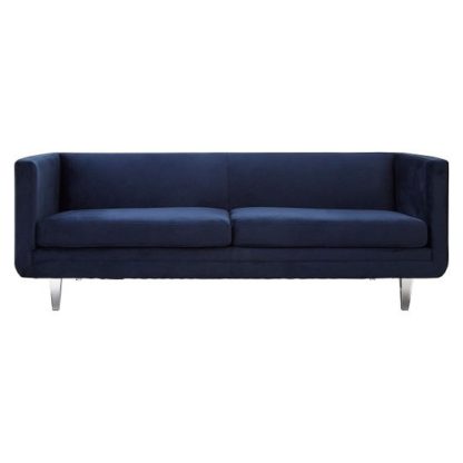 An Image of Arcalis Velvel Three Seater Sofa In Dark Blue Finish