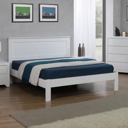 An Image of Etna Wooden Double Bed In White