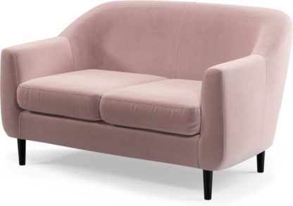 An Image of Custom MADE Tubby 2 Seater Sofa, Heather Pink Velvet with Black Wood Leg