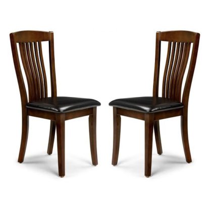 An Image of Chaumont Dining Chair In Mahogany With Brown Seat In A Pair