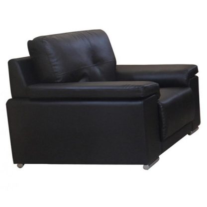 An Image of Ranee Bonded Leather And PU 1 Seater Sofa In Black