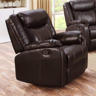 An Image of Leeds LeatherLux And PU Recliner 1 Seater Sofa In Espresso