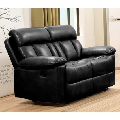 An Image of Ohio Recliner Bonded Faux Leather 2 Seater Sofa In Black