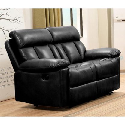 5837f1a068d1e84b7a0f0a1aa658d4cefecb9103cf58c1e4798b49c1f40148f1.jpg An Image of Ohio Recliner Bonded Faux Leather 2 Seater Sofa In Black