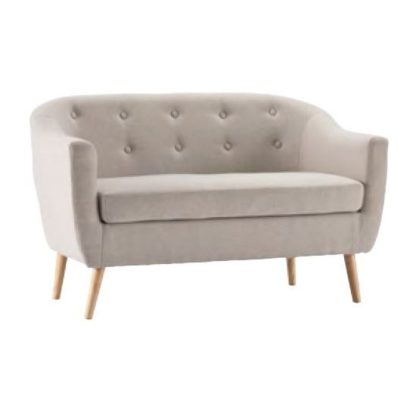 An Image of Morrill Woven Fabric Two Seater Sofa In Natural With Oak Legs