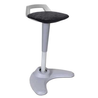 An Image of Spry Fabric Office Stool In Grey Frame And Black Seat