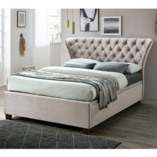An Image of Georgia Ottoman Fabric Double Bed In Champagne